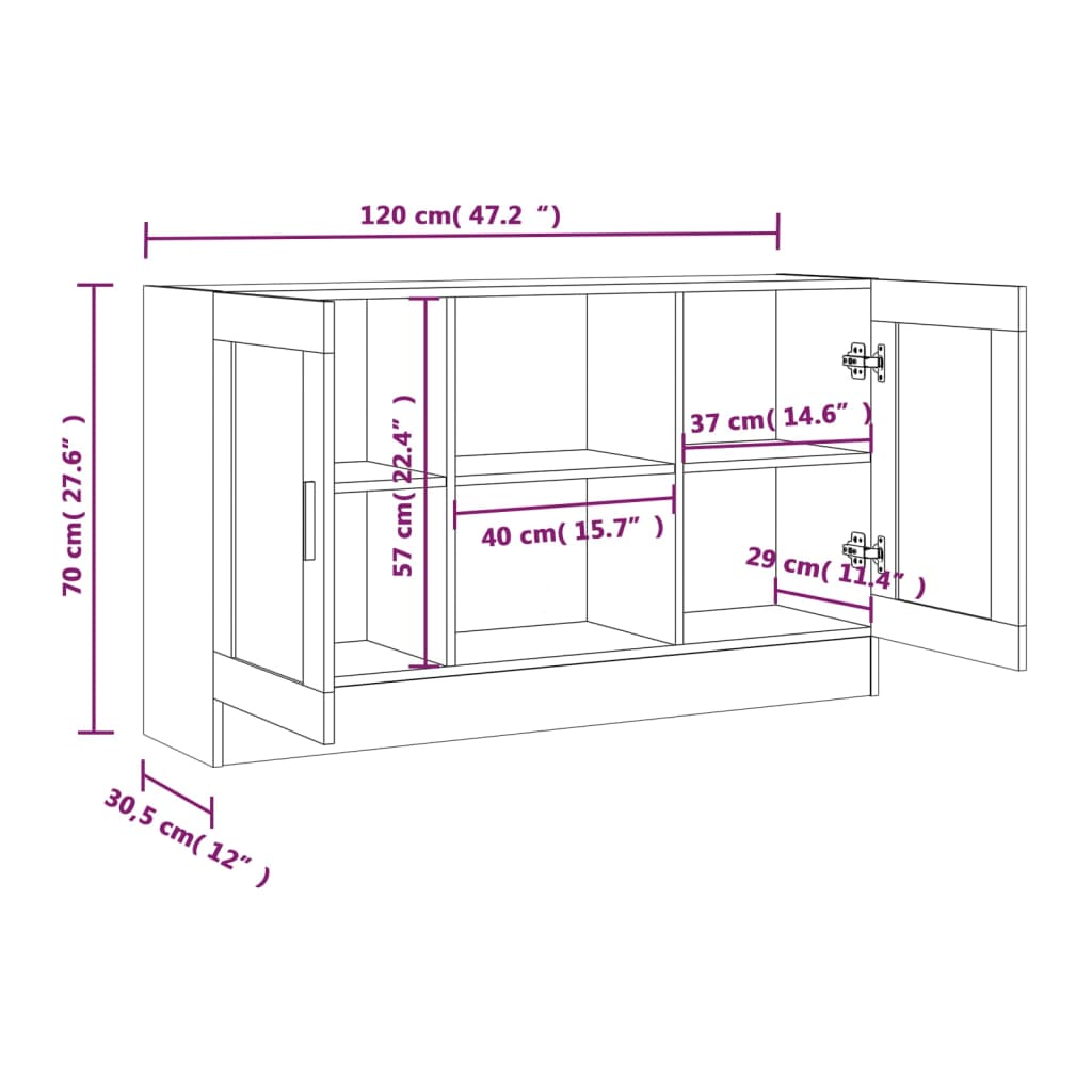Βιτρίνα Καφέ Δρυς 120x30,5x70 εκ. από Επεξεργασμένο Ξύλο