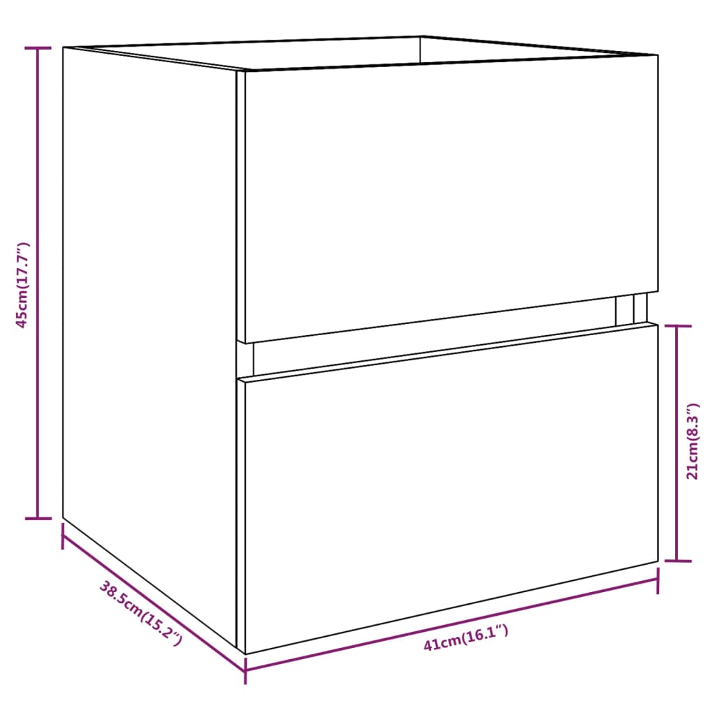 Ντουλάπι Νιπτήρα Καφέ δρυς 41 x 38,5 x 45 εκ. Επεξεργ. Ξύλο