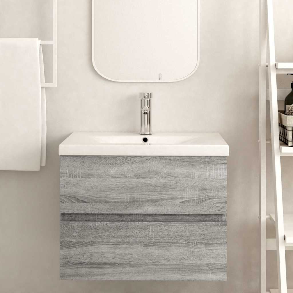 Ντουλάπι Νιπτήρα Γκρι Sonoma 60x38,5x45 εκ. Επεξεργασμένο Ξύλο