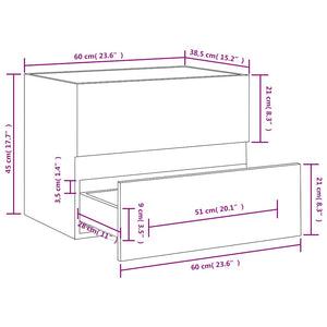 Ντουλάπι Νιπτήρα Γκρι Sonoma 60x38,5x45 εκ. Επεξεργασμένο Ξύλο