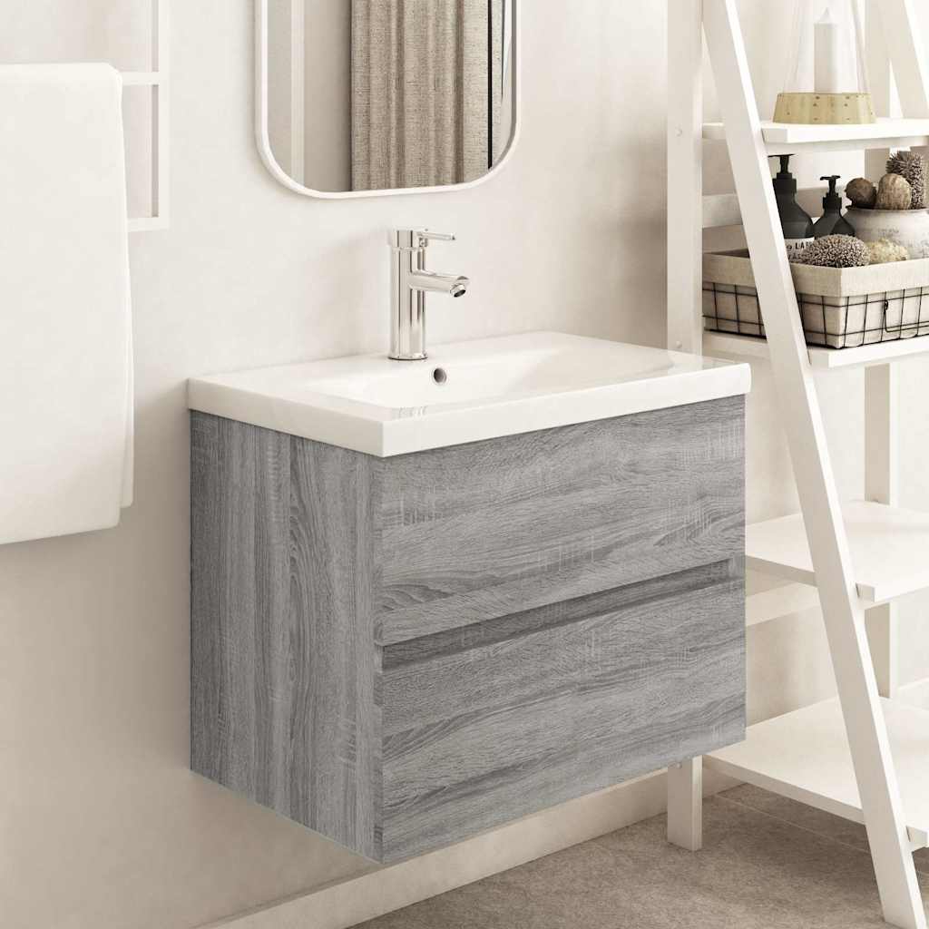 Ντουλάπι Νιπτήρα Γκρι Sonoma 60x38,5x45 εκ. Επεξεργασμένο Ξύλο - Pakobazaar