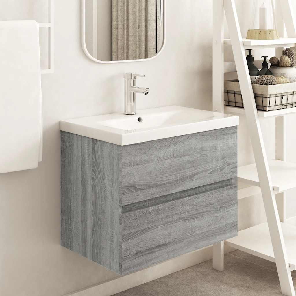 Ντουλάπι Νιπτήρα Γκρι Sonoma 60x38,5x45 εκ. Επεξεργασμένο Ξύλο