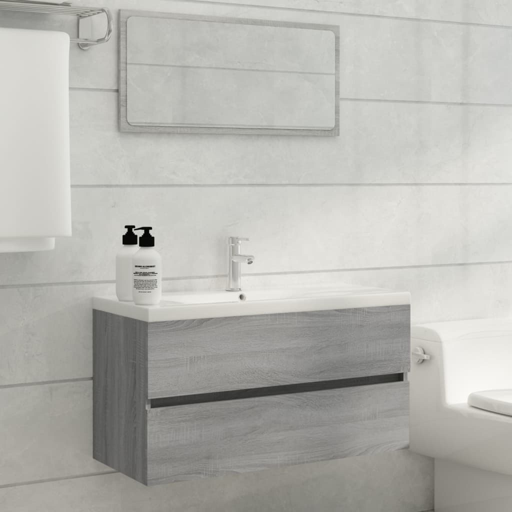 Ντουλάπι Νιπτήρα Γκρι Sonoma 90x38,5x45 εκ. Επεξεργασμένο Ξύλο