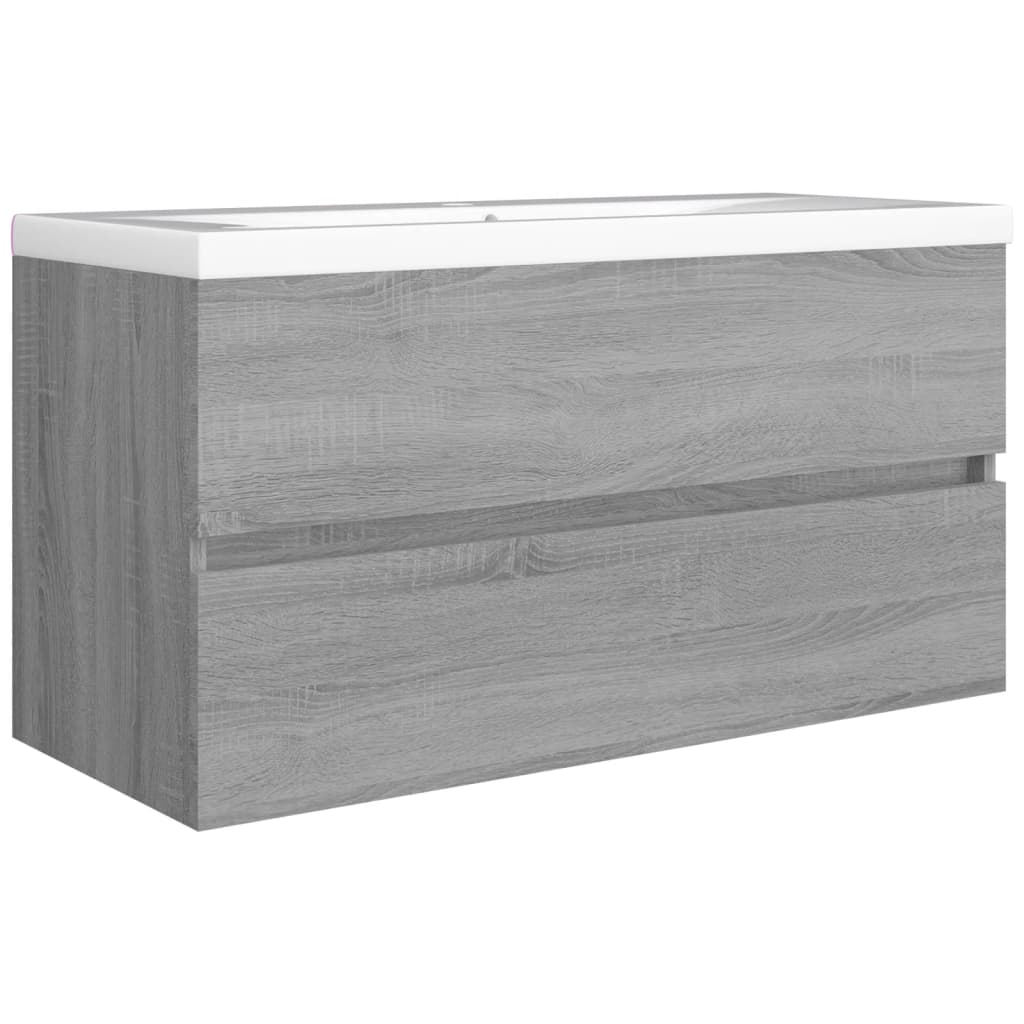 Ντουλάπι Νιπτήρα Γκρι Sonoma 90x38,5x45 εκ. Επεξεργασμένο Ξύλο