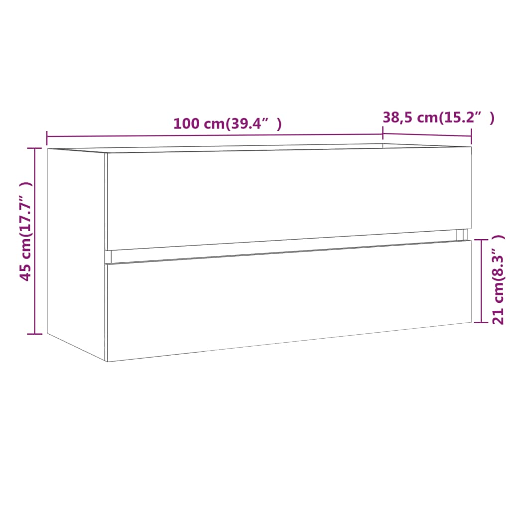 Ντουλάπι Νιπτήρα Γκρι Sonoma 100x38,5x45 εκ. Επεξεργασμένο Ξύλο