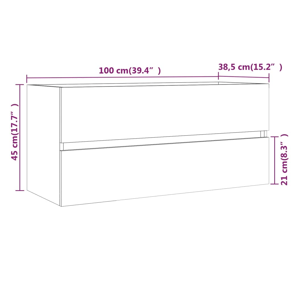 Ντουλάπι Νιπτήρα Καφέ Δρυς 100x38,5x45 εκ. Επεξεργασμένο Ξύλο - Pakobazaar