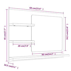 Καθρέφτης Μπάνιου Γκρι Sonoma 60x10,5x45 εκ. Επεξεργασμένο Ξύλο
