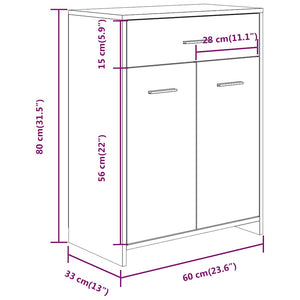 Ντουλάπι Μπάνιου Καπνιστή Δρυς 60x33x80 εκ. Επεξεργασμένο Ξύλο
