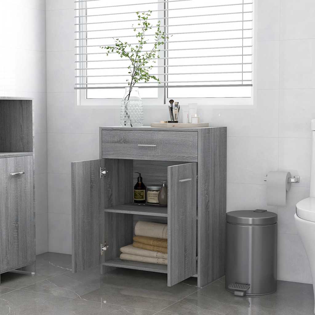 Ντουλάπι Μπάνιου Γκρι Sonoma 60x33x80 εκ. Επεξεργασμένο Ξύλο