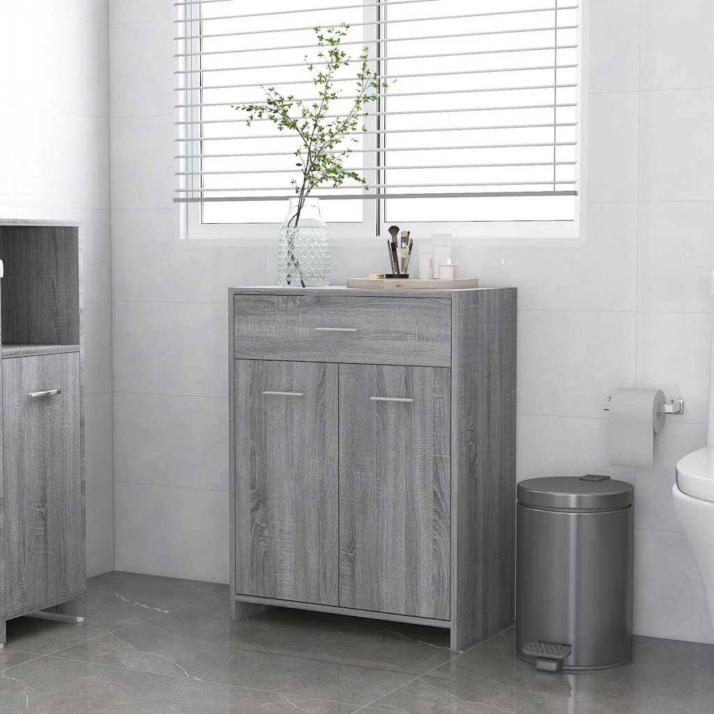 Ντουλάπι Μπάνιου Γκρι Sonoma 60x33x80 εκ. Επεξεργασμένο Ξύλο