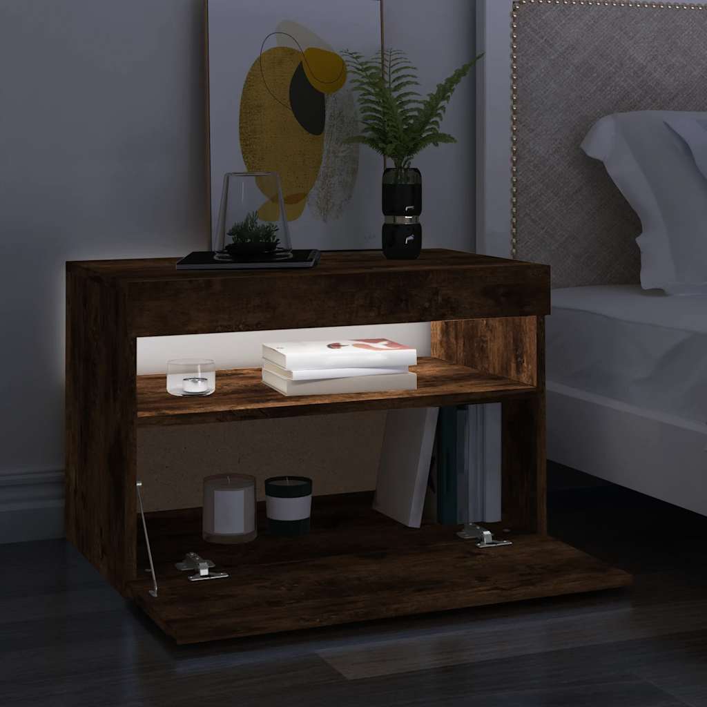 Έπιπλο Τηλεόρασης με LED Καπνιστή Δρυς 60 x 35 x 40 εκ. - Pakobazaar