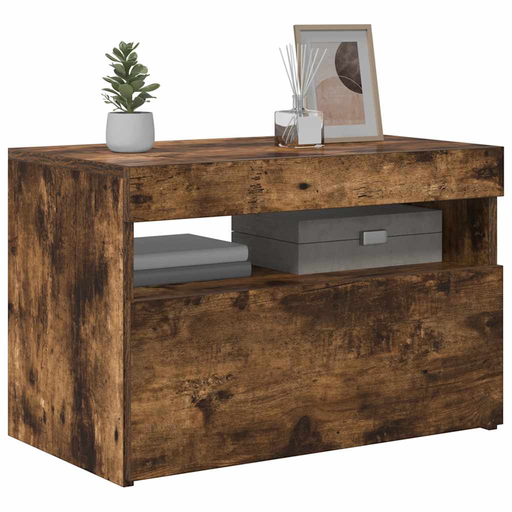 Έπιπλο Τηλεόρασης με LED Καπνιστή Δρυς 60 x 35 x 40 εκ. - Pakobazaar