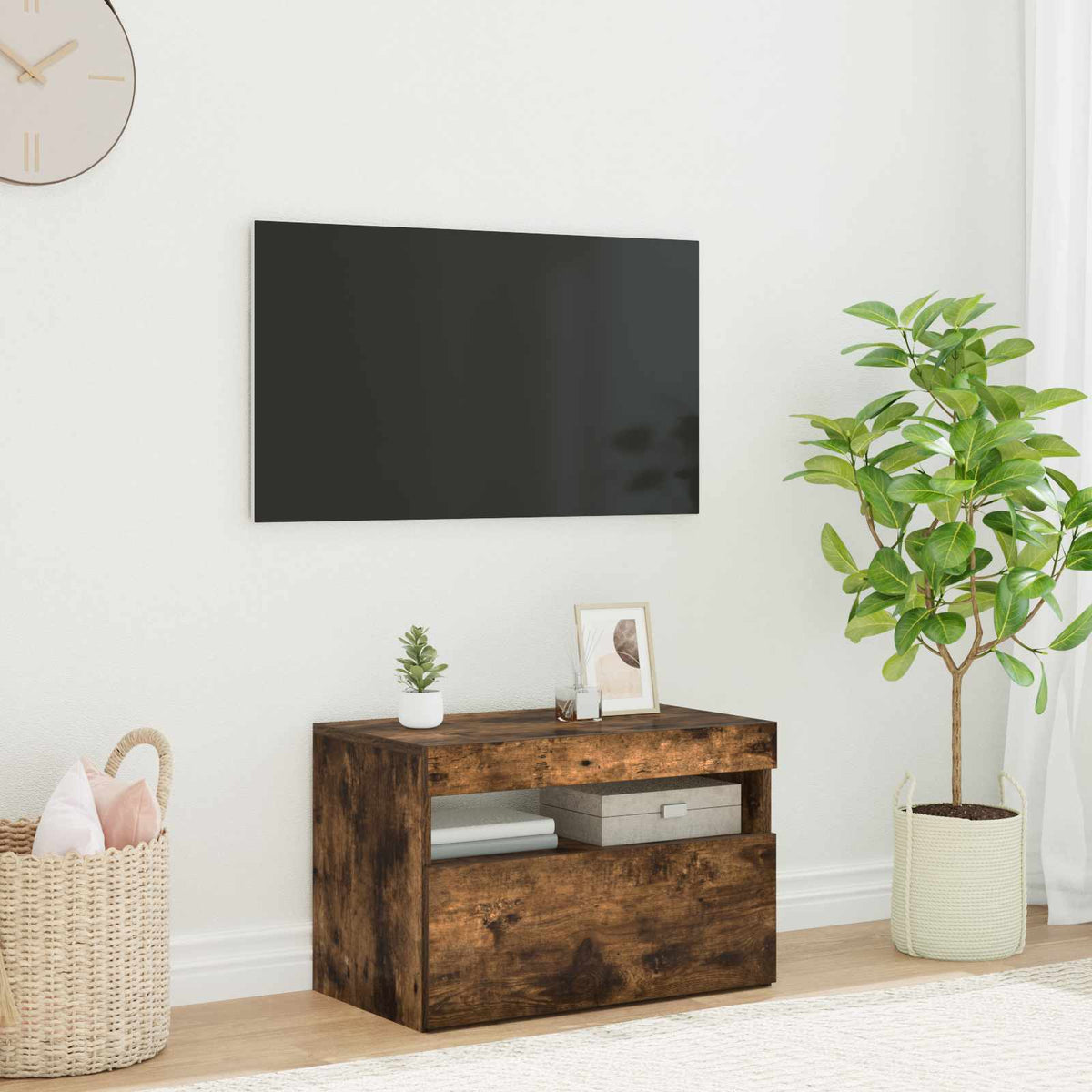 Έπιπλο Τηλεόρασης με LED Καπνιστή Δρυς 60 x 35 x 40 εκ. - Pakobazaar