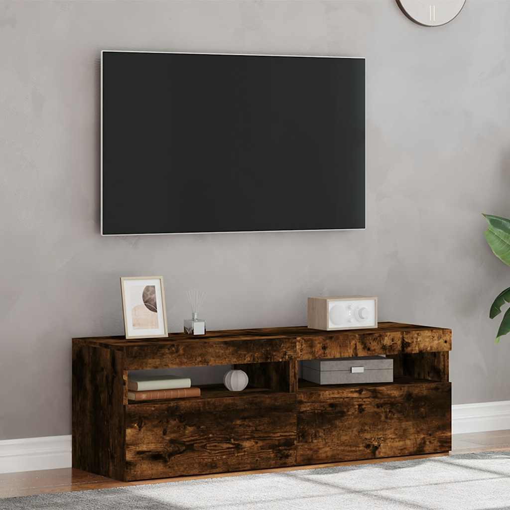 Έπιπλα Τηλεόρασης με LED 2 τεμ. Καπνιστή Δρυς 60 x 35 x 40 εκ. - Pakobazaar