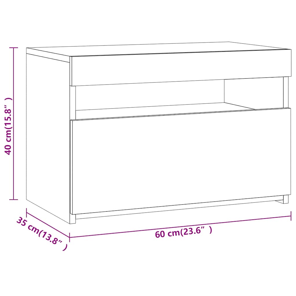 Έπιπλο Τηλεόρασης με LED Γκρι Sonoma 60 x 35 x 40 εκ. - Pakobazaar