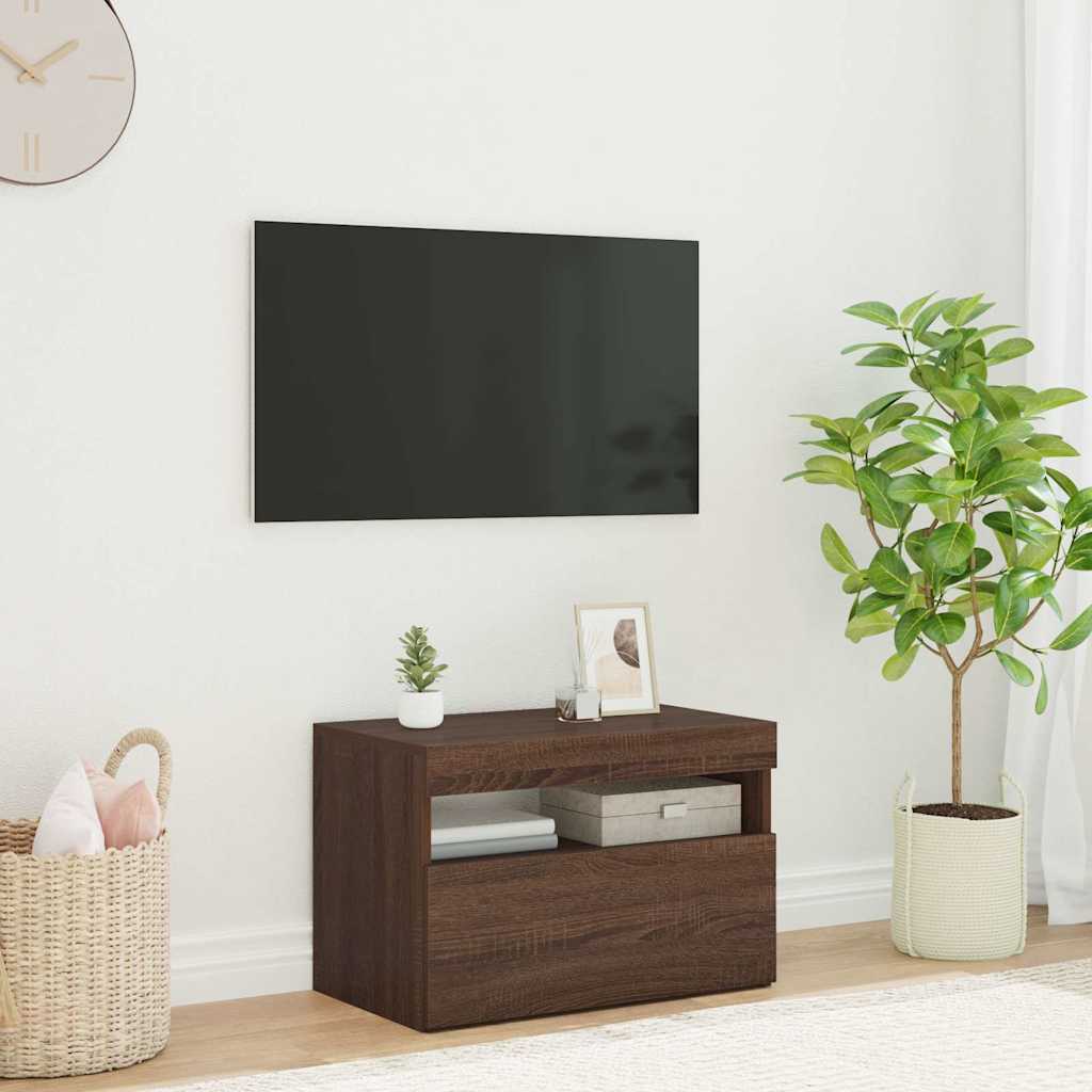 Έπιπλο Τηλεόρασης με LED Καφέ Δρυς 60 x 35 x 40 εκ.