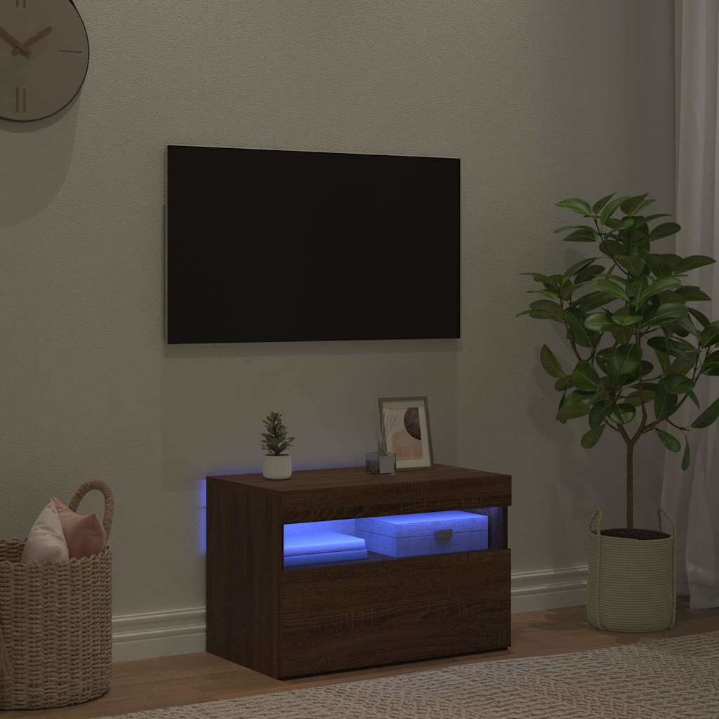 Έπιπλο Τηλεόρασης με LED Καφέ Δρυς 60 x 35 x 40 εκ.