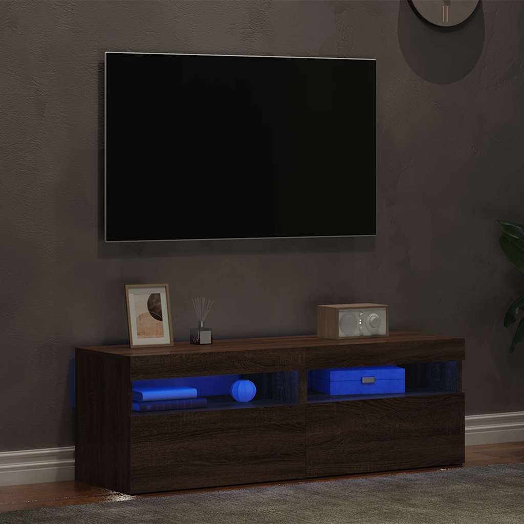 Έπιπλα Τηλεόρασης με LED 2 τεμ. Καφέ δρυς 60 x 35 x 40 εκ. - Pakobazaar