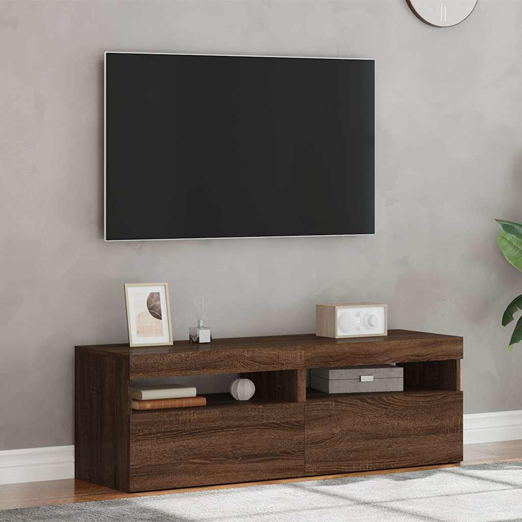 Έπιπλα Τηλεόρασης με LED 2 τεμ. Καφέ δρυς 60 x 35 x 40 εκ. - Pakobazaar