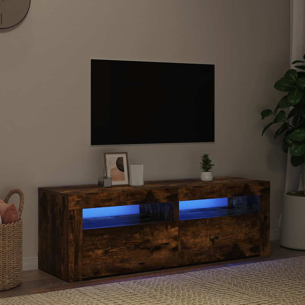 Έπιπλο Τηλεόρασης με LED Καπνιστή Δρυς 120 x 35 x 40 εκ. - Pakobazaar