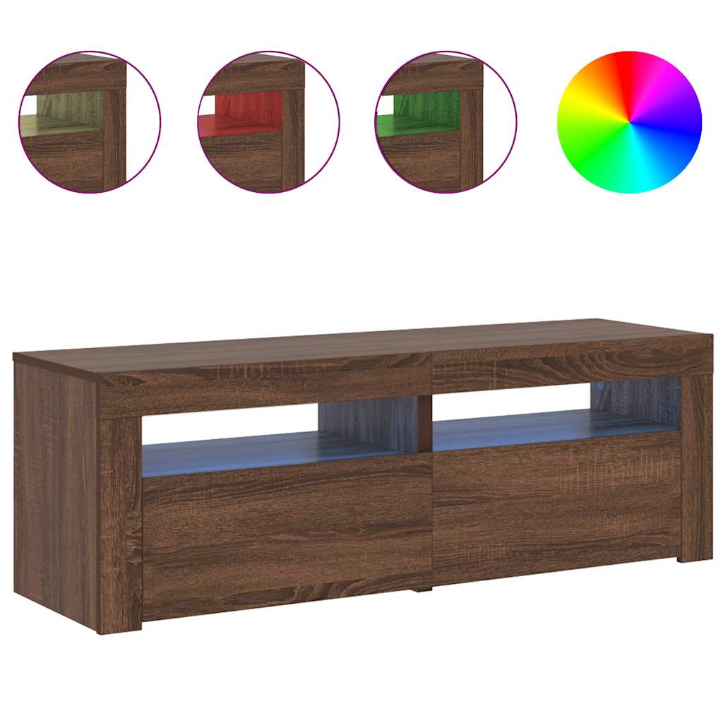 Έπιπλο Τηλεόρασης με LED Καφέ Δρυς 120x35x40 εκ.