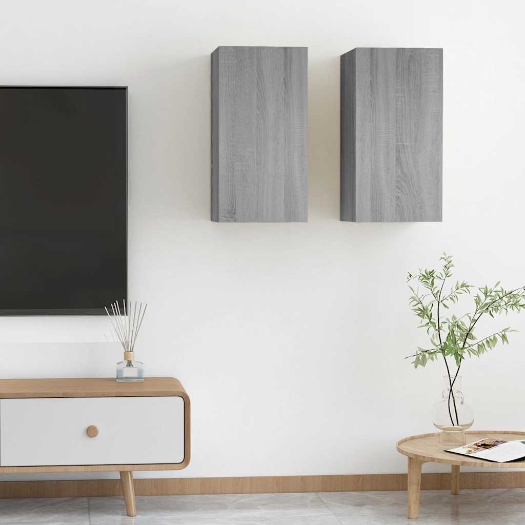 Έπιπλα Τηλεόρασης 2 τεμ. Γκρι Sonoma 30,5x30x60 εκ. Επεξ. Ξύλο