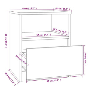 Κομοδίνο Γκρι Sonoma 40 x 40 x 50 εκ. από Επεξεργασμένο Ξύλο - Pakobazaar