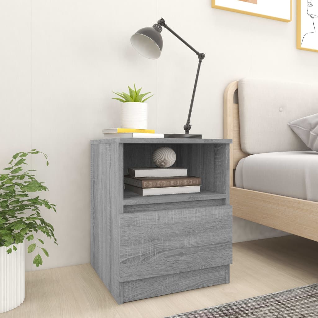 Κομοδίνο Γκρι Sonoma 40 x 40 x 50 εκ. από Επεξεργασμένο Ξύλο - Pakobazaar