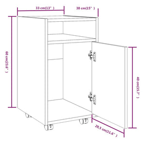 Ντουλάπι με Ροδάκια Γκρι Sonoma 33x38x60 εκ. Επεξεργασμένο ξύλο