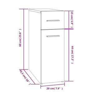 Συρταριέρα Γενικής Χρήσης Καπν. Δρυς 20x45,5x60 εκ. Επεξ. Ξύλο - Pakobazaar