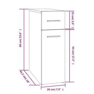 Συρταριέρα Γενικής Χρήσης Καφέ Δρυς 20x45,5x60 εκ. Επεξ. Ξύλο