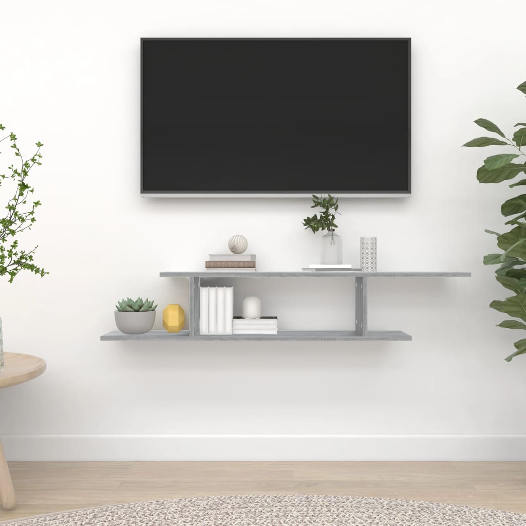 Ράφι Τηλεόρασης Γκρι Sonoma 125x18x23 εκ. Επεξεργασμένο Ξύλο - Pakobazaar