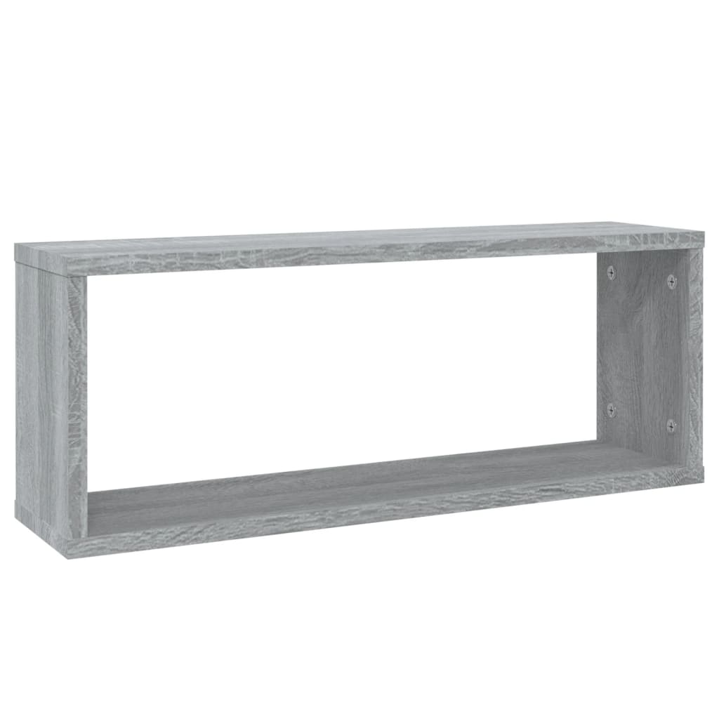 Ραφιέρες Τοίχου Κύβος 2 τεμ Γκρι Sonoma 60x15x23 εκ. Επεξ. Ξύλο - Pakobazaar