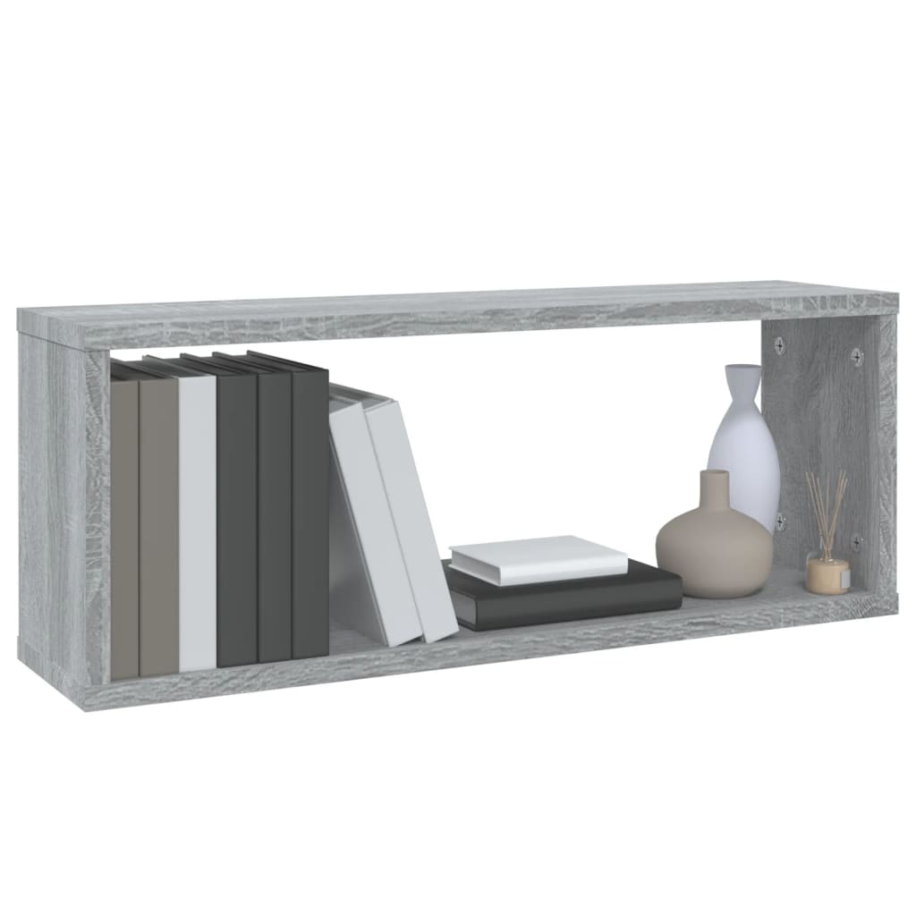 Ραφιέρες Τοίχου Κύβος 2 τεμ Γκρι Sonoma 60x15x23 εκ. Επεξ. Ξύλο - Pakobazaar