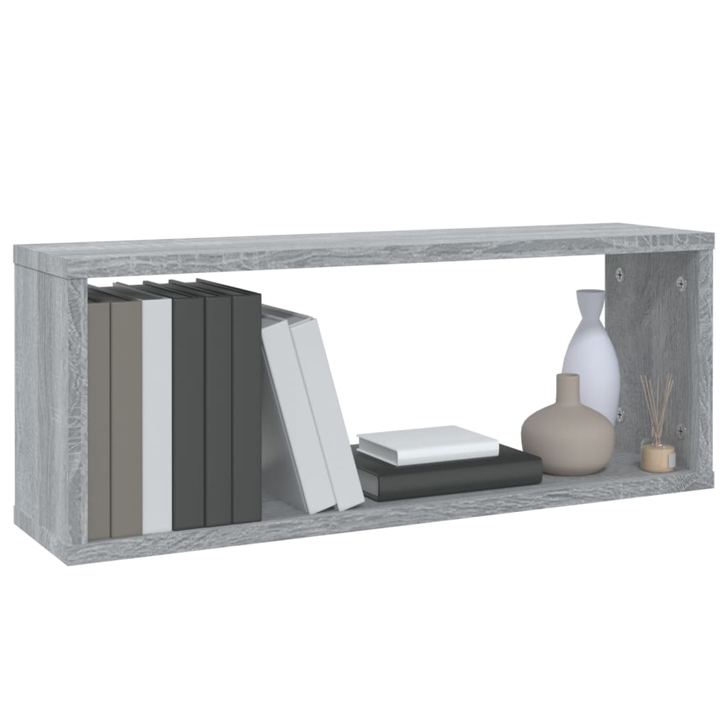 Ραφιέρες Τοίχου Κύβος 6 τεμ Γκρι Sonoma 60x15x23 εκ. Επεξ. Ξύλο - Pakobazaar