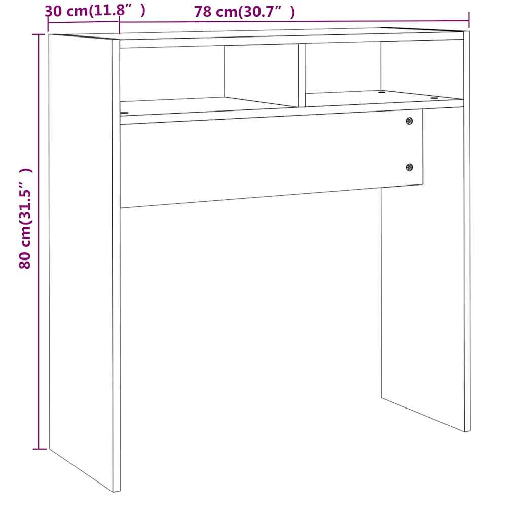 Τραπέζι Κονσόλα Καφέ Δρυς 78x30x80 εκ. Επεξεργασμένο Ξύλο