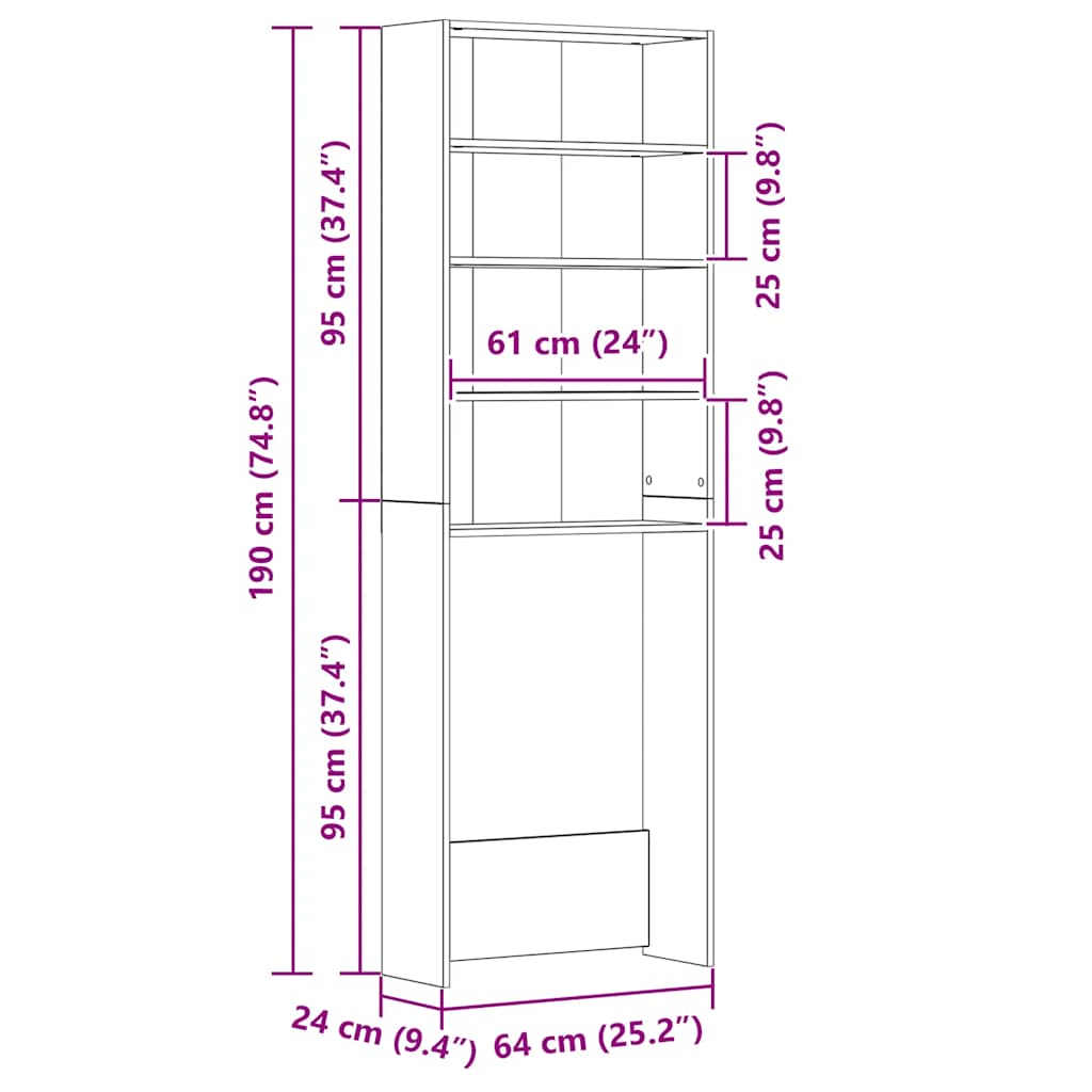 Ντουλάπι Πλυντηρίου Καφέ Δρυς 64 x 24 x 190 εκ.