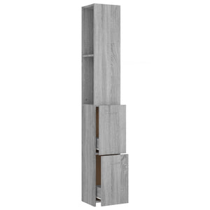 Ντουλάπι Μπάνιου Γκρι Sonoma 25x26,5x170 εκ. Επεξεργασμένο Ξύλο