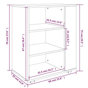 Ντουλάπι Με Ροδάκια Γκρι Sonoma 60 x 35 x 75 εκ. Επεξεργ. Ξύλο