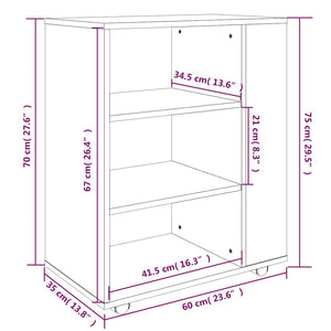 Ντουλάπι Με Ροδάκια Καφέ Δρυς 60 x 35 x 75 εκ. Επεξεργ. Ξύλο