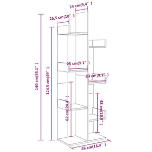 Βιβλιοθήκη Γκρι Sonoma 48x25,5x140 εκ. από Επεξεργασμένο Ξύλο