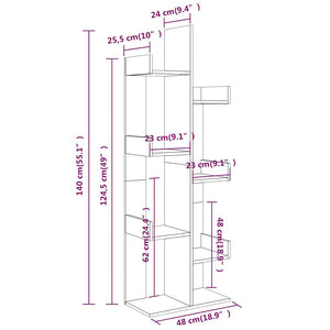 Βιβλιοθήκη Καφέ Δρυς 48 x 25,5 x 140 εκ. από Επεξεργασμένο Ξύλο