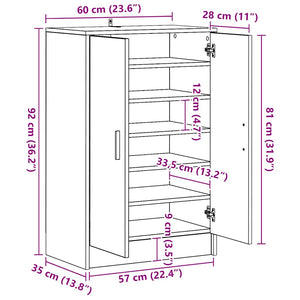 Παπουτσοθήκη Καφέ Δρυς 60 x 35 x 92 εκ. από Επεξεργασμένο Ξύλο - Pakobazaar