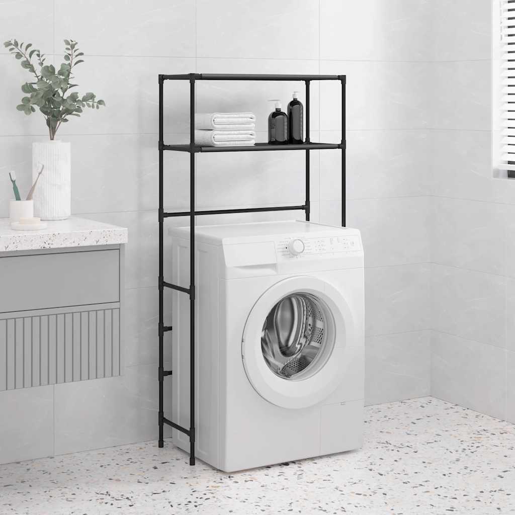 Ραφιέρα 2 Επιπέδων για Πλυντήριο Μαύρη 69x28x143 εκ. από Σίδερο - Pakobazaar