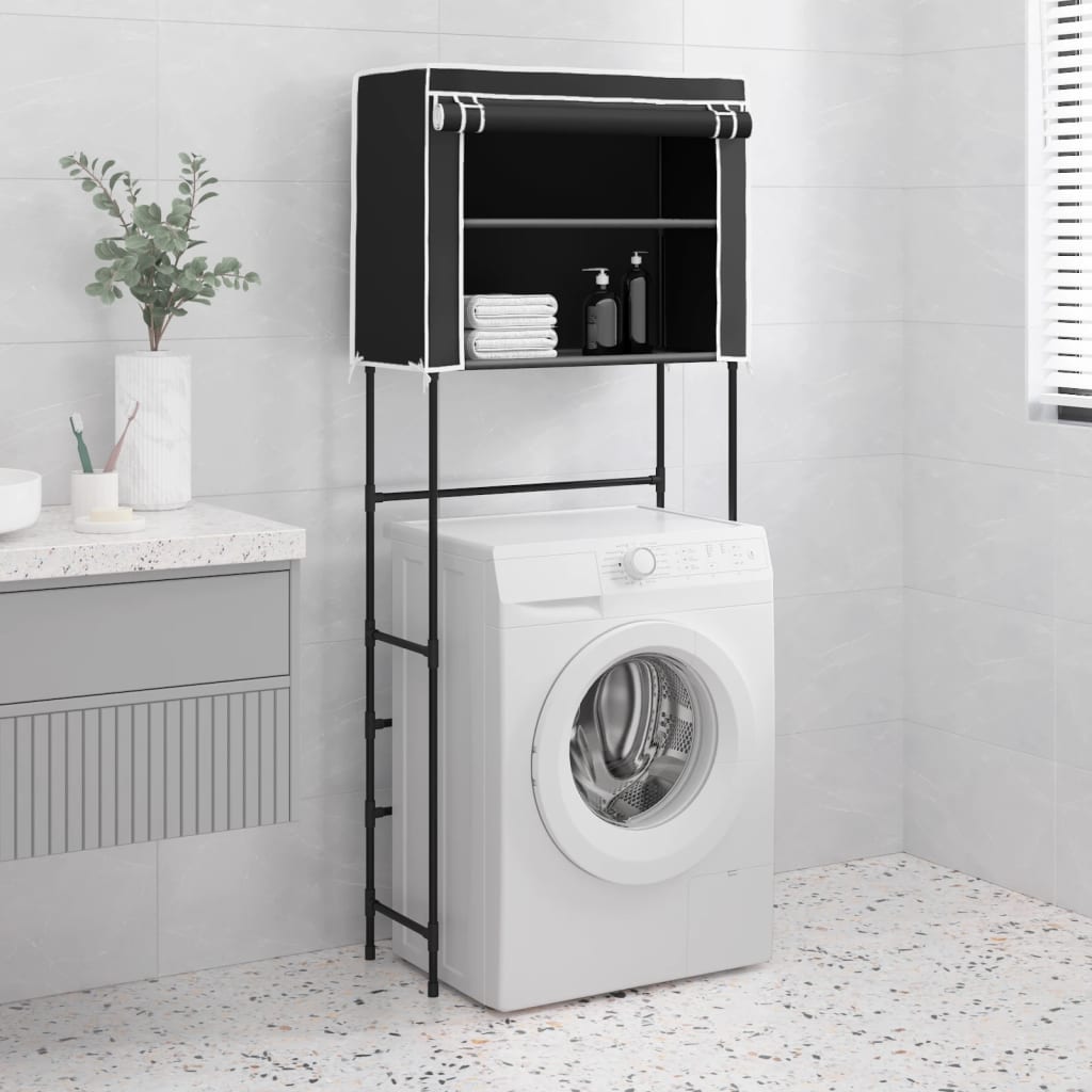 Ραφιέρα 2 Επιπέδων για Πλυντήριο Μαύρη 71x29,5x170,5 εκ. Σίδερο - Pakobazaar