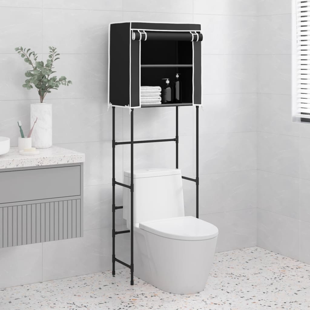 Ραφιέρα 2 Επιπέδων για Τουαλέτα Μαύρη 56x30x170 εκ. από Σίδερο