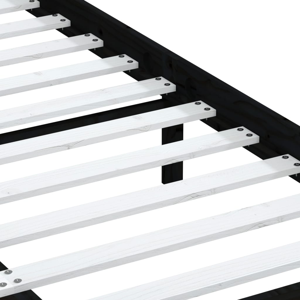 Πλαίσιο Κρεβατιού Μαύρο 140 x 190 εκ. από Μασίφ Ξύλο Πεύκου - Pakobazaar