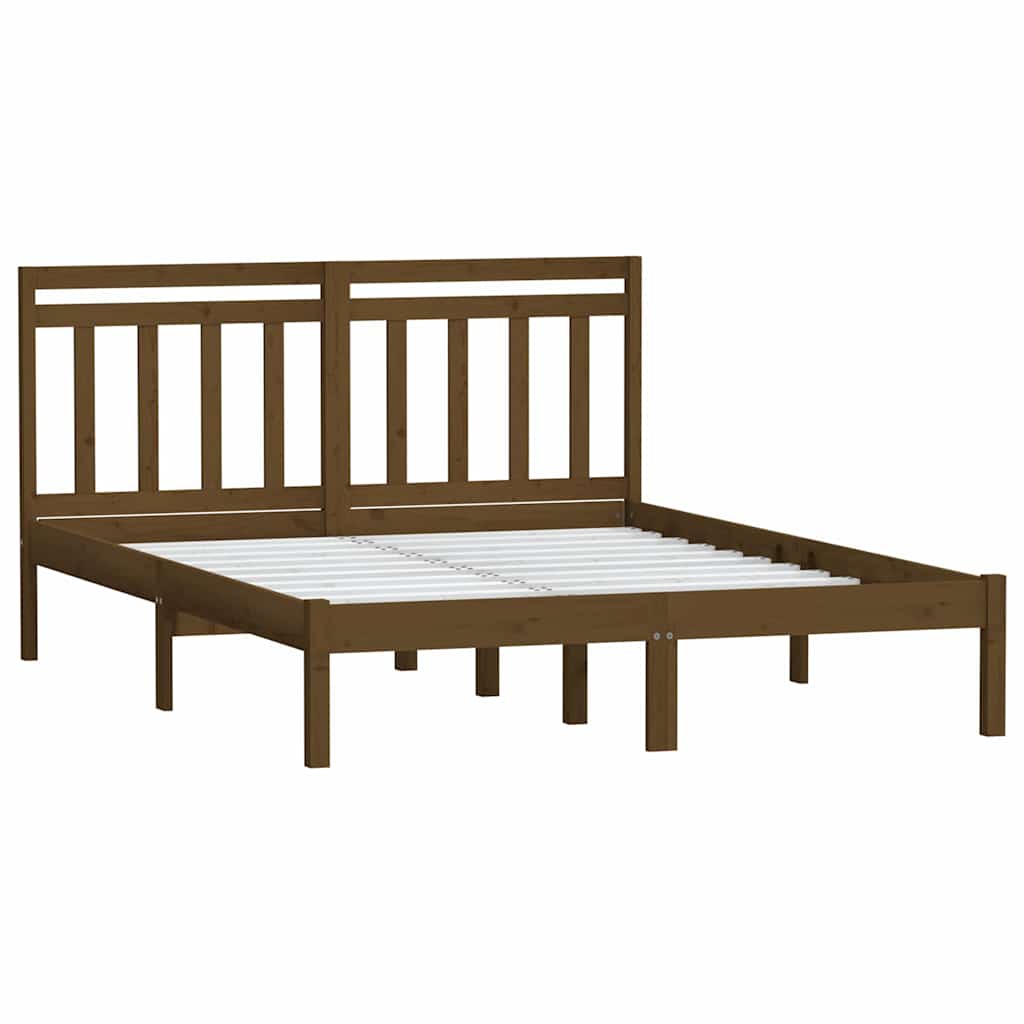 Σκελετός κρεβατιού Honey Brown 150x200 cm King Size Μασίφ Ξύλο