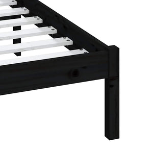 Πλαίσιο Κρεβατιού Μαύρο 150 x 200 εκ. Μασίφ Ξύλο King Size