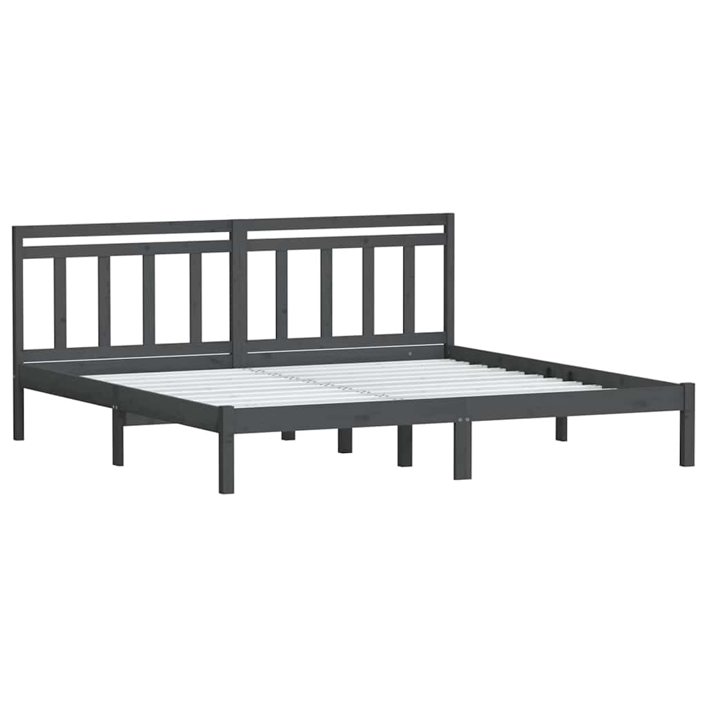 Πλαίσιο Κρεβατιού Γκρι 180 x 200 εκ Ξύλο Πεύκου Super King - Pakobazaar